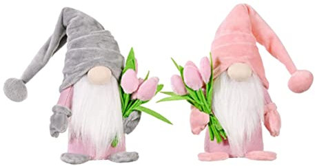 Vaguelly 2pièces Dolls Mignonnes avec Bouquets De Tulipes Décorations pour Fête Mères Saint-Valentin pour Maison Et Bureau