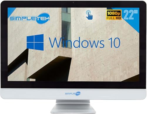 SIMPLETEK - Ordinateur Tout-en-Un Tactile | 16 Go de RAM | SSD de 960 Go | Écran Full HD 22 Celeron 3120M 2,5 GHz Windows 10 Pro | 16 Go de RAM | SSD de 480 Go | Webcam | Haut-parleurs internes