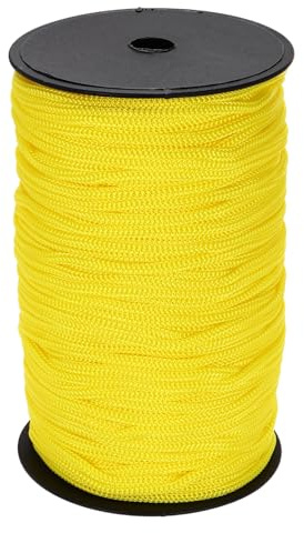 QUARKZMAN Cuerda de Polipropileno Trenzada Exterior 5mm 100M Amarillo | Cuerda Persiana Enrollable, Cordón para Tendedero, Camping, Senderismo y Actividades al Aire Libre