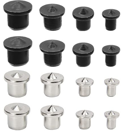 SRJQXH Pointes de Centrage, Jeu de 16 Pièces, Dont 6/8/10/12 mm Centreur Tourillon, Acier au Carbone Outil de Centrage de Goujon, pour le Marquage du Bois et les Aides au Perçage