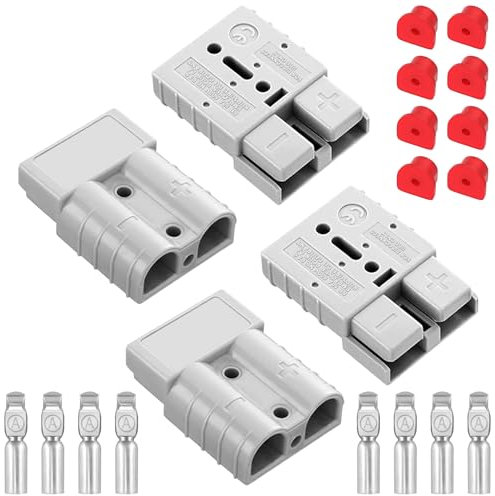 Eoppen 4Pcs 50Amp Battery Quick Connect/Disconnect, 6-12 Gauge Wire Harness Plug Kit 12V-36V Battery Cable Connector for RV Winch Trailer