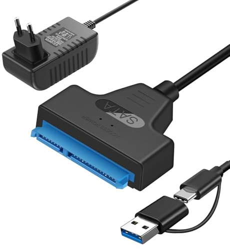 SATA USB Adapter - SATA III zu USB 3.0 Konverter für Externe und Interne Festplatten SSD/HDD 2,5 3,5 - Kompatibel mit Windows, Mac, Linux - Plug & Play für schnelle und einfache Nutzung - Inklusive