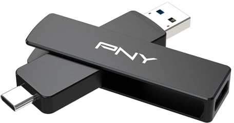 PNY 1TB DUO LINK V3 USB 3.2 Gen 2 Type-C & Type-A OTG Flash Drive Extreme Speeds Read/Write 1000/800MB/s External Mobile Storage Compatible with Smartphone/Tablet/Laptops/Desktops