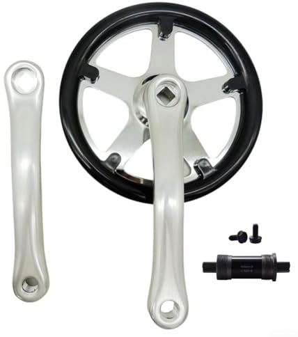 44 Zähne, Klapprad-Kurbelgarnitur, 170 mm Kurbel-Kettenblatt, Vierkantloch-Kurbelgarnitur, mit Einzelkettenschutz, für Fahrräder (Kurbelgarnitur + 118 BB)