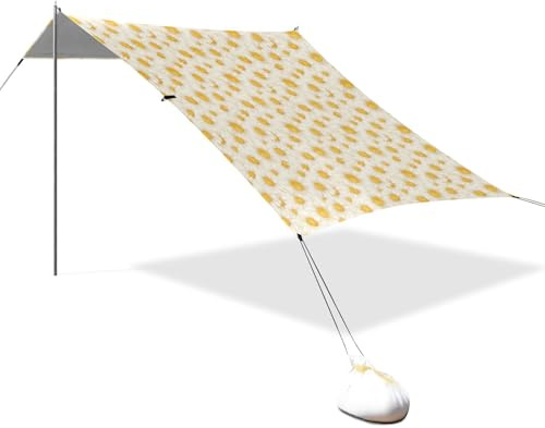 Chic Daisy Tienda de playa plegable UPF50+ impermeable gran parasol con bolsillos de arena para jardín y acampada, color blanco