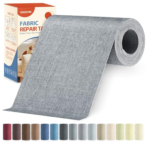 Flicken Selbstklebend Stoff, Stoffflicken Selbstklebend Textilklebeband | 10x200cm Grau Leinenstoff Patches Reparaturset Stoffklebeband für Möbel, Autositze, Kleidung, Stühle, Sofas
