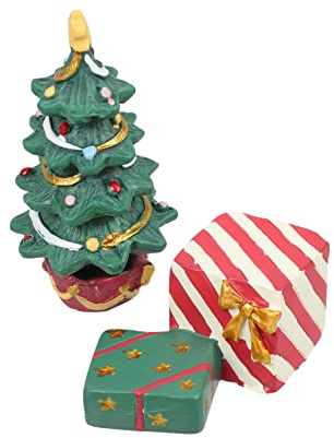ULTECHNOVO Mini-Weihnachtsbaum Aquarium-Dekoration aus Harz mit Geschenkbox für Fischzucht und Tischdeko Leicht zu Reinigen Lagern