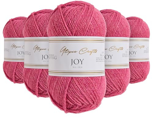Utopia Crafts JOY DK Knitting Yarn 5x 50g - 100% Acrylic (Rose Pink)