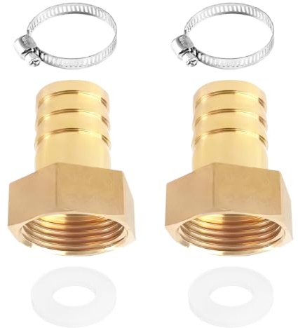 2 Stück 1 IG Messing Schlauchtülle, IG 1 Zoll x 32mm Schlauchverschraubung, Innengewinde Stecker Adapter,Tülle Schlauchanschluss, Messing Schlauchanschluss Stecker Adapter