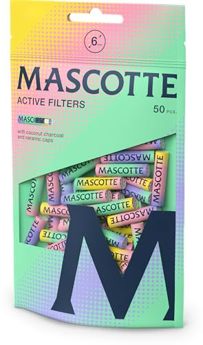 Mascotte Aktivkohlefilter 6mm BRIGHT | 1 Beutel á 50 Filter | Aktivkohlefilter 6mm Aus Keramik | Aktivkohle für Selbstgedrehte Zigaretten | Filter mit 27 mm Länge