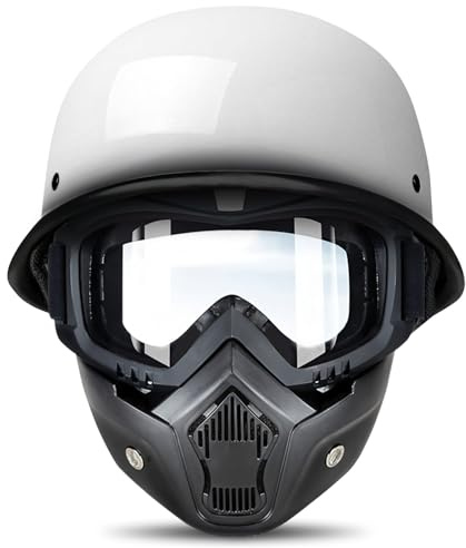 RHBDDHV Casco Moto Jet Vintage Omologato ECE 22.06, Casco Scodella Leggero con Fodera Traspirante per Uomo e Donna, Casco Aperto per Scooter e Motorino, 55-62cm