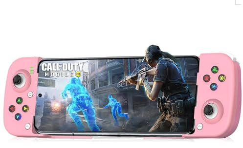Wireless Gaming Controller for iPhone/iPad/iOS/Android/Samsung/PC Gamepad Joystick with Back Button, Analog Triggers, Stretchable, Bluetooth 5.0 Low Latency, Direct Play for CODM,Diablo Immortal-Rosa