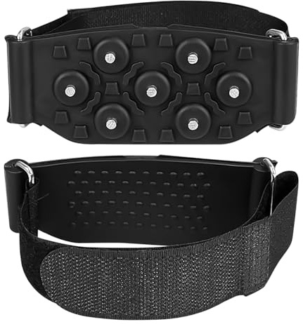 Qutalmi Crampones para Hielo | Grampones Antideslizantes para Nieve con Correa Ajustable - Calzas De Tracción para Hielo Y Nieve - para Senderismo Invernal Escalada Caminata Montañismo Carrera