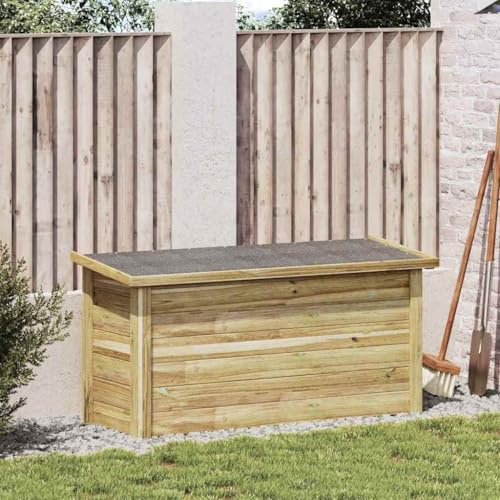 Mokuyary Scatola portaoggetti con contenitore naturale, 119 x 44,5 x 58 cm, con coperchio, per giardino, balcone