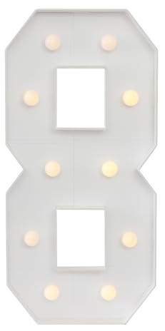 LED Zahlen Nummer Beleuchtete,100cm Große Nummer mit Glühbirnen,0 1 2 3 4 5 6 7 8 9 Leuchtnummer,mit Batteriekasten,2000-3000K,für Abschlussfeiern, Hochzeiten (8)