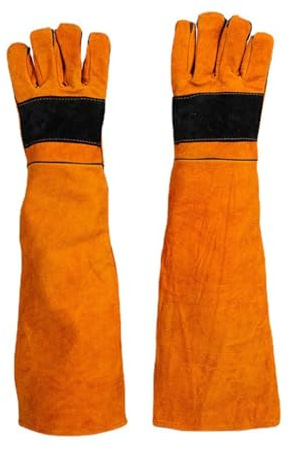 Schweißerhandschuhe aus Leder, hitze- und feuerbeständig, mit Handflächenverstärkungen(60cm)