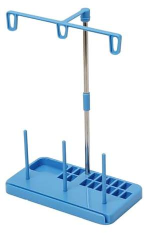 PACKOVE Soporte para Hilos de Máquina de Coser Doméstica, Portacarretes Desmontable de Tres Hilos en Color Azul Claro, Compatible Conos y Bobinas Grandes, Accesorio para Bordado y Costura