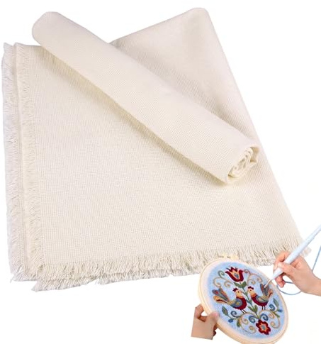 160 x 100cm Stoff zum Sticken, Mönchstoff Baumwoll Primäres Tufting Stoff Cross Stitch Fabric Dauerhaft Waschbar für Diy-Bastelarbeiten Stickereien Punch Needle Teppichstickereien Usw(Beige)