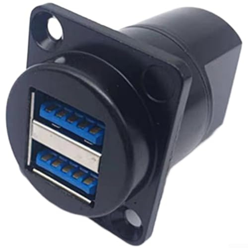 USB 3.0-uttag till hona adapter dubbel serie panelfäste för ljudvideo (svart)