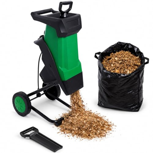 LADECNERHT Electric Wood Chipper Shredder, 15Amp Garden Yard Waste Mulcher, Branch Shredder, Double-Sided Blade System, Max 4500RPM Motor Speed, with 50L Collection Bag, for Branch Chipping