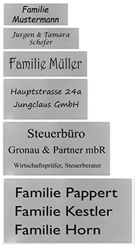 ID Briefkastenschild mit Gravur nach Wunsch Namensschild Türschild Edelstahl in 6 Größen (60x20 mm)