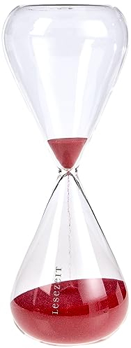 moses. libri_x Sanduhr-Lesezeit, Stundenglas mit 30 Minuten Laufzeit, Dekoobjekt aus Glas, Uni, Rot