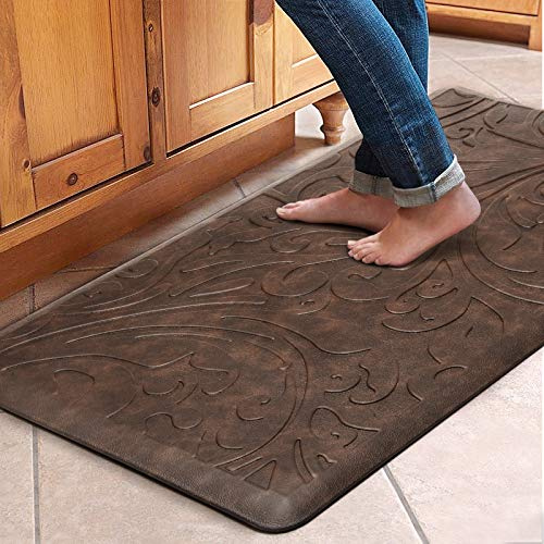 KMAT Küchenmatte, gepolstert, Anti-Ermüdung, Bodenmatte, wasserdicht, rutschfest, Stehmatte, ergonomischer Komfort, Teppich für Zuhause, Büro, Waschbecken, Wäsche, 50.8 cm (B) x 99.1 cm (L), Braun