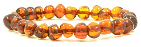 Bracciale in Ambra elastico, fatto a mano, in autentica ambra baltica, 18 cm