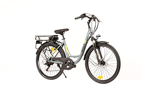 Nilox, E-Bike X7 f, Trekking Bike con Pedalata Assistita, 80 km di Autonomia, Fino a 25 km/h, Motore Bafang 36 V 250 W, Batteria al Litio LG da 36 V- 12.8 Ah, Copertoni Semi Tassellati 26 x 1.75
