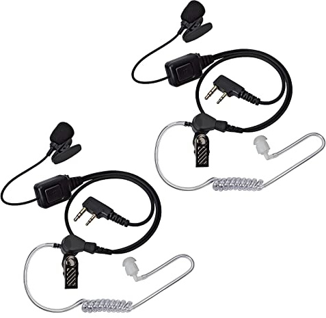HYSHIKRA Walkie Talkie Headset 2-poliger Funkkopfhörer kompatibel mit Baofeng UV 5R 88E eSynic Radioddity GA-2S, Funkkopfhörer mit Mikrofon (2 Stück)