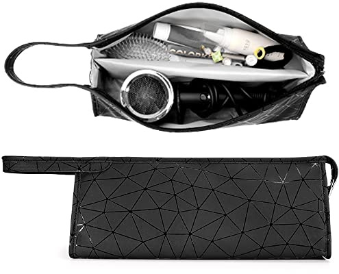 Hosoncovy PU Leder Reisetasche Tragetasche Aufbewahrungstasche Schutzhülle Kosmetiktasche für Dyson Supersonic Haartrockner für Dyson Airwrap Styler (Bunt Schwarz)