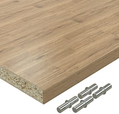 AUPROTEC Einlegeboden Regalboden 19 mm Holz Zuschnitt nach Maß Größe bis max 500 mm breit x 400 mm tief Dekorplatte mit Umleimer ABS Kante: Farbe Eiche Sanremo Classic