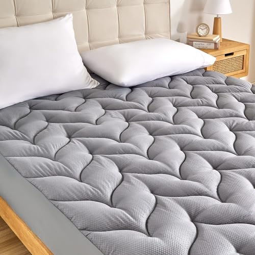 Sonive Matratzenauflage 180x200, Atmungsaktiv 30 cm Tiefe Tasche | geräuschlos Matratzenschutz Oeko-TEX Zertifiziert, Waschbarer Bezug Grau