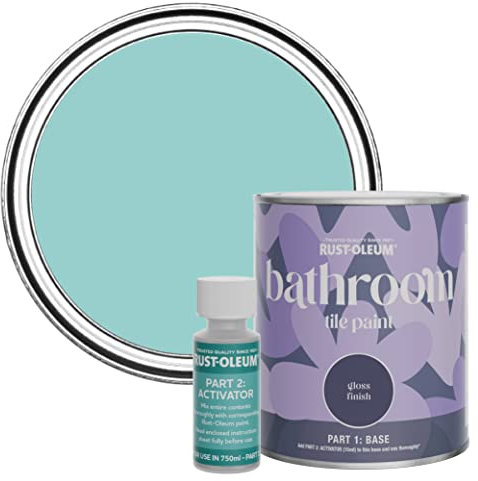 Rust-Oleum Blue Water-Resistant Bathroom Tile Paint in Gloss Finish - Teal 750ml