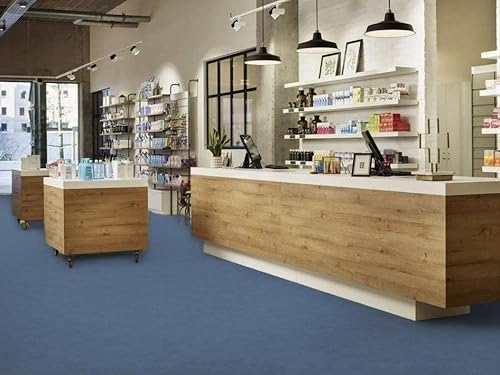 PVC Bodenbelag Vinylboden in blauem Beton Design, Zuschnitt (2m breit, 2,5m lang)