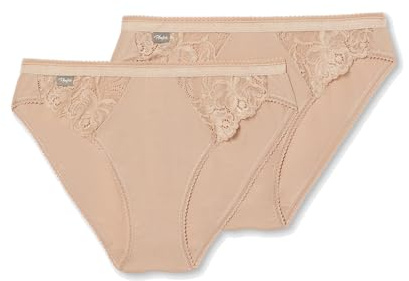 Playtex Slip Mini Cotone & Pizzo Donna x2, Skin, 4/L