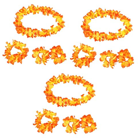 SAFIGLE 12stücke Blumenkranz Set Teiliges Set Aus Seidenblumen Für Damen Hawaii Leis Halskette Armbänder Haarschmuck Perfektes Accessoire Für Luau-Partys Und Sommerfeiern Handgefertigt