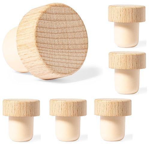 6er Set Holz Weinverschlüsse Wiederverwendbar Wine Stopper Weinverschluss Weinflaschenverschluss Geschenke für Weinliebhaber