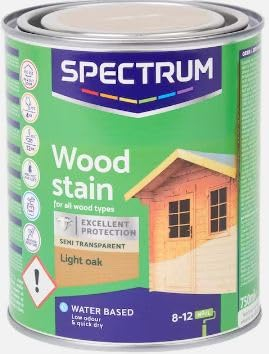 Vintage Luxury Spectrum Holzbeize Eiche hell 750 ml, Holzlasur Auf Wasserbasis, Für Holzmöbel für Innen und Außen, Gartenmöbel, Schuppen und Zäune (Eiche hell)