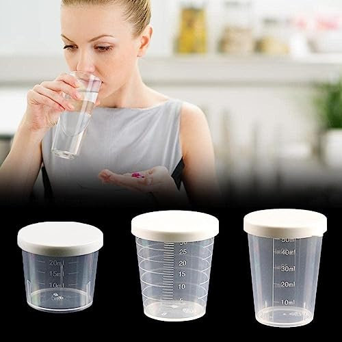 Taza medidora de medicamentos con tapa, 20/30/50 ml, vaso transparente antiguo, vaso de medicina, multiusos, medidor de dispensación de plástico, R7S3 Man