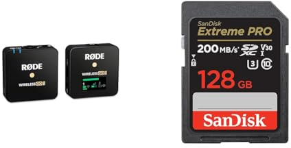 RØDE Wireless GO II Sistema de micrófono inalámbrico de Doble Canal ultracompacto único y Tarjeta de Memoria SanDisk Extreme Pro SDXC UHS-I de 128 GB