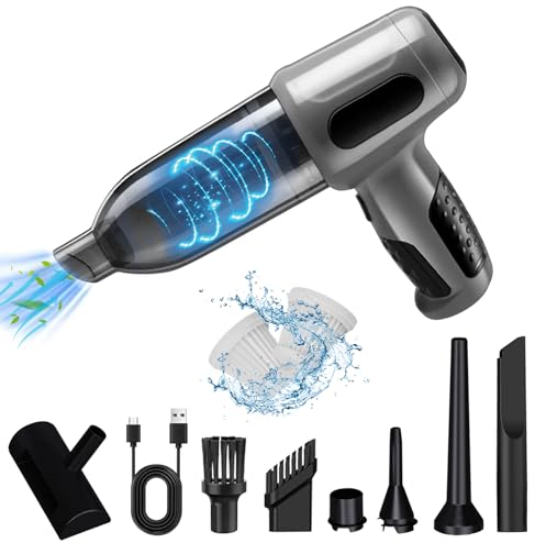 Recitem Handstaubsauger, 10000Pa Handstaubsauger Akku, Mini-Autostaubsauger, 4000mAh Staubsauger, Kabellos Autostaubsauger, Handsauger Staubsauger für Auto, Haus, Tierhaare (10000Pa Grau)