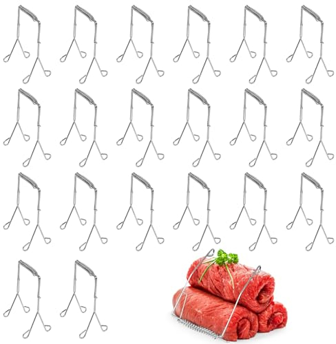 BFHRHF Juego de 20 Pinchos de Acero Inoxidable para Rouladen, Pinzas para Rouladen Hechas de Acero Inoxidable 304, Pinchos Barbacoa Reutilizables para Fiestas Barbacoa Fogata o Parrilla