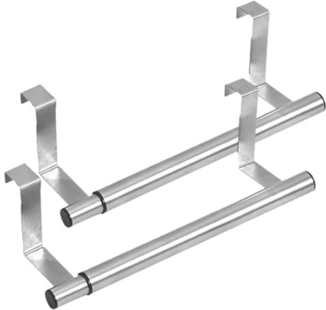 RORPOIR Lot De 2 Porte-Serviettes Extensibles INOX, Barre Murale Réglable en Acier Inoxydable, Résistant à L'humidité, pour Salle De Bain Cuisine, Support Pratique sans Perçage