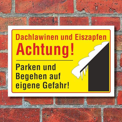 Schild Achtung Dachlawinen Eiszapfen Winter Eigene Gefahr 3 mm Alu-Verbund 300 x 200 mm