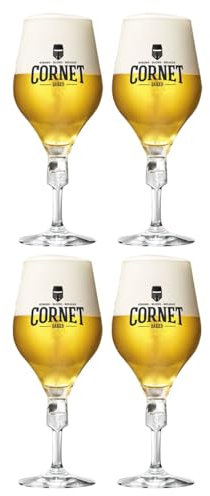 CORNET Verre à bière 33cl - Lot de 4 verres à bière - Design haut - Passe au lave-vaisselle - Idéal pour la bière spéciale, 213605-4