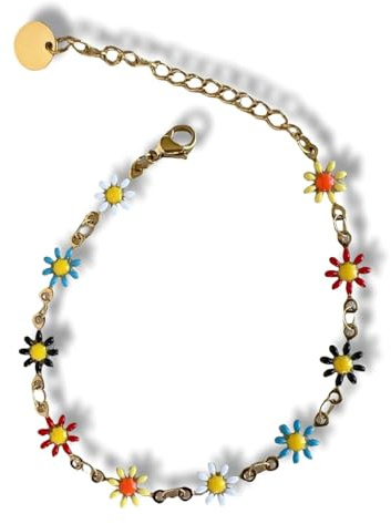 Mädelswelt margarita señoras niñas pulsera 18k chapado en oro de acero inoxidable resistente al agua longitud 16cm+5cm