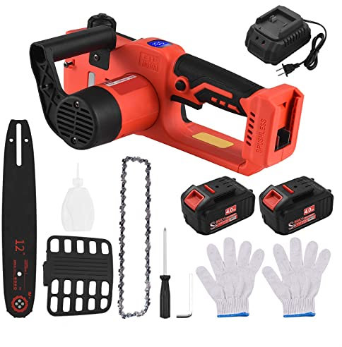CCYENG Motosega da Taglio per la Lavorazione del Legno Motosega a Batteria Senza spazzole da 21 V Sega a Catena elettrica da 12 Pollici Sega da potatura Portatile Pot