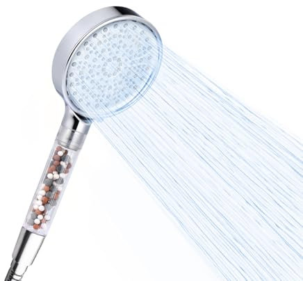 NK Alcachofa de Ducha Redonda con 6 Modos de Spray - Sistema Antical, Alta Presión, Filtración Agua, Material ABS, Ahorro de Agua, Fácil Instalación y Limpieza, Combinaciones de Pulverización Únicas