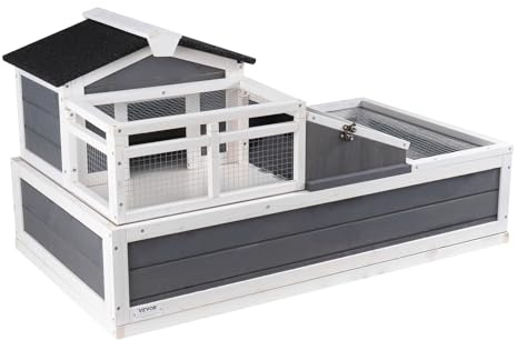 VEVOR Casa per Tartaruga 3 Camere - Habitat con Balcone e 2 Piani, Recinto in Legno Interno ed Esterno con Rampa, Vassoio, Tetto Apribile - Grande Gabbia per Rettili, 111,8